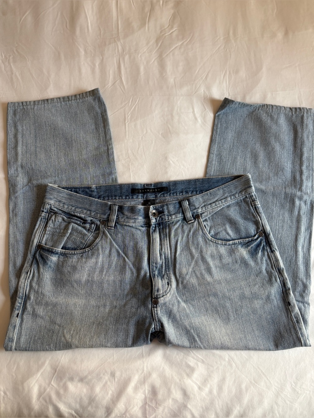 Sean John Light Wash Baggy Straight Leg Jeans Streetwear Y2K Hip Hop Menswear